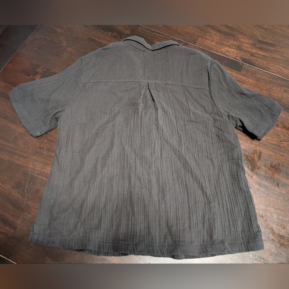 Quince 100% Organic Cotton Gauze Short Sleeve Shirt, Women's Small, Black - Picture 6 of 6